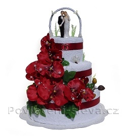 Textilní dort svatební s ženichem a nevěstou 3patrový (2+2) - zobrazit detaily