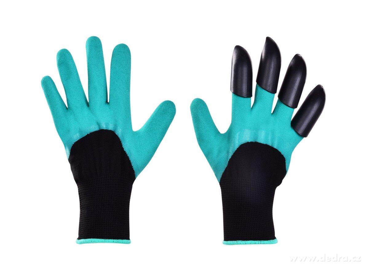 HRABAVICE, pracovn rukavice se 4 DRPY z pevnho plastu dlka cca 23 cm
