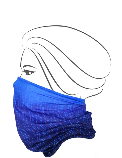 Multifunkční šátek  modré tóny průměr 45 - 70 cm, délka cca 50 cm