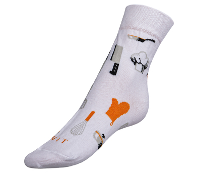 Ponožky Kuchař 35-38 bílá, šedá, oranžová