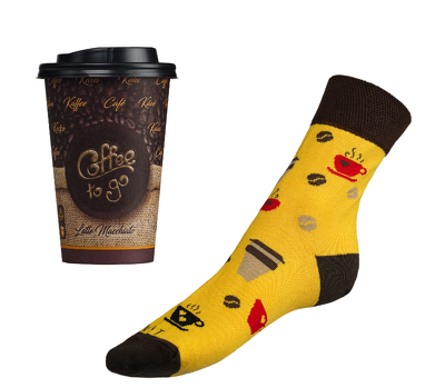 Ponožky Káva v dárkovém balení 43-46 hnědá,žlutá <br>139 Kč/1 ks