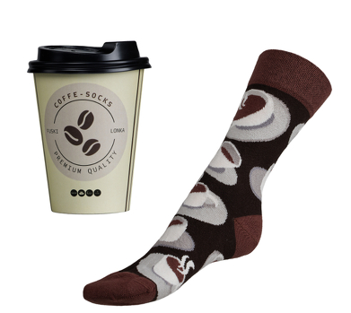 Ponožky Káva set v dárkovém balení 35-38 hnědá, béžová,bílá