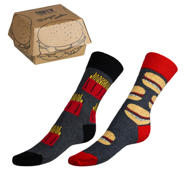 Ponožky Hamburger+hranolky 2 páry v dárkovém balení 35-38 