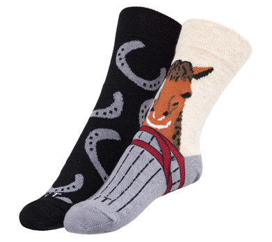 Ponožky dětské Kůň+podkovy 25-29 Hnědá, béžová, šedá