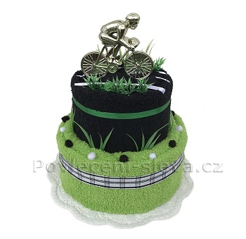 Textilní dort pro cyklistu 2patrový černá-zelená